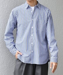 SHIPS any: ストライプ / ソリッド リラックス レギュラーカラー シャツ 26AW◇