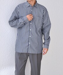 SHIPS any: ストライプ / ソリッド リラックス レギュラーカラー シャツ 26AW◇