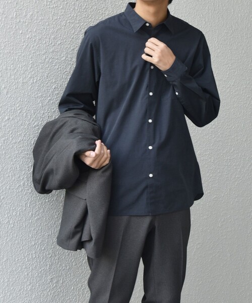 SHIPS any: ストライプ / ソリッド リラックス レギュラーカラー