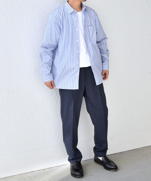 SHIPS any: ストライプ / ソリッド リラックス レギュラーカラー