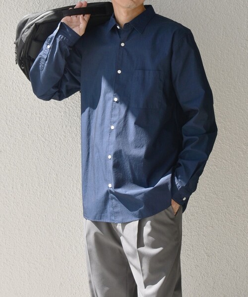 SHIPS any: ストライプ / ソリッド リラックス レギュラーカラー