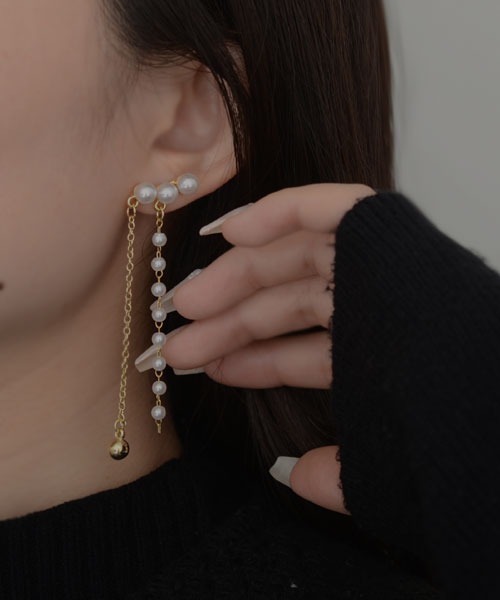 Mayree(メイリー)の「【resonance】パール×チェーン ゴールド ピアス(ピアス(両耳用)・レディース・ゴールド/ゴールド系・FREE)」の1枚目の写真