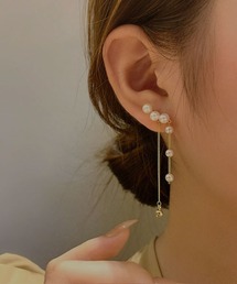 【resonance】パール×チェーン ゴールド ピアス