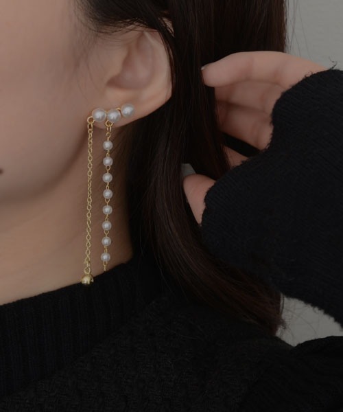 Mayree(メイリー)の「【resonance】パール×チェーン ゴールド ピアス(ピアス(両耳用)・レディース・ゴールド/ゴールド系・FREE)」の7枚目の写真