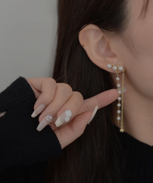 Mayree(メイリー)の「【resonance】パール×チェーン ゴールド ピアス(ピアス(両耳用)・レディース・ゴールド/ゴールド系・FREE)」の8枚目の写真