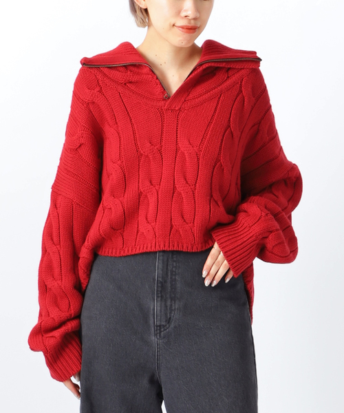 AP STUDIO（エーピーストゥディオ）の「ケーブルジップニット（ニット