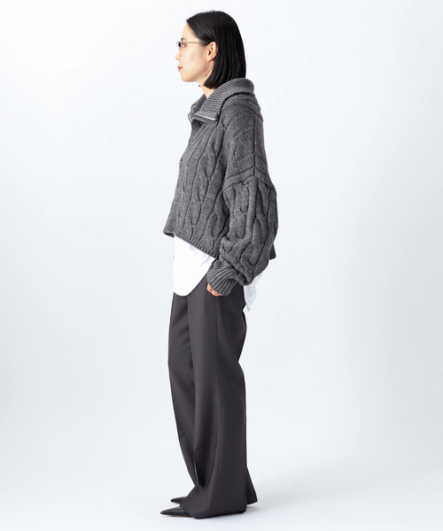 AP STUDIO（エーピーストゥディオ）の「ケーブルジップニット（ニット/セーター・レディース・レッド/チャコールグレー・FREE）」の17枚目の写真