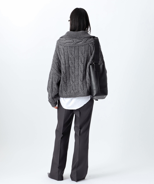 AP STUDIO（エーピーストゥディオ）の「ケーブルジップニット（ニット/セーター・レディース・レッド/チャコールグレー・FREE）」の18枚目の写真