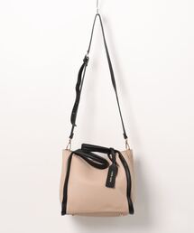 Q | ミニショルダー付きソフトレザー調バッグ(トートバッグ)