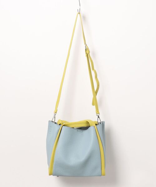 Q（キュー）の「ミニショルダー付きソフトレザー調バッグ（トートバッグ・レディース・ラベンダー/ベージュ/ライトブルー・ONE SIZE）」の4枚目の写真