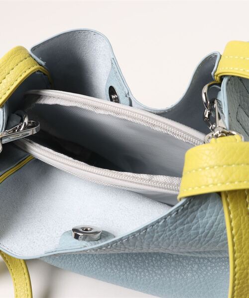 Q（キュー）の「ミニショルダー付きソフトレザー調バッグ（トートバッグ・レディース・ラベンダー/ベージュ/ライトブルー・ONE SIZE）」の8枚目の写真