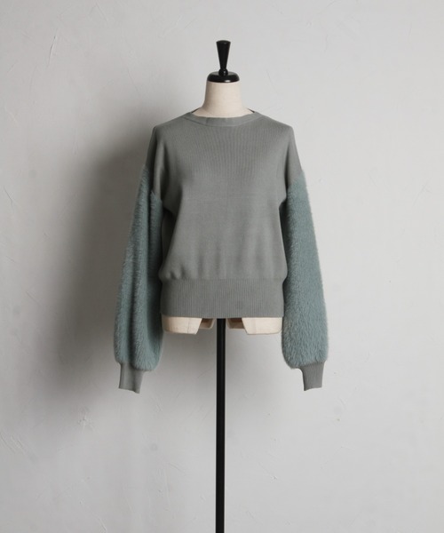 tocco closet(トッコ クローゼット)の「【ZOZO限定】スリーブファーニット(ニット/セーター・レディース・ベージュ/ブラウン/ライトグリーン/ブラック・M)」の5枚目の写真