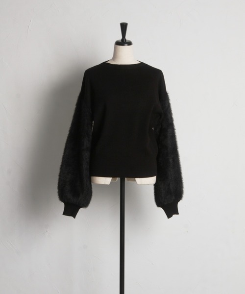 tocco closet(トッコ クローゼット)の「【ZOZO限定】スリーブファーニット(ニット/セーター・レディース・ベージュ/ブラウン/ライトグリーン/ブラック・M)」の7枚目の写真