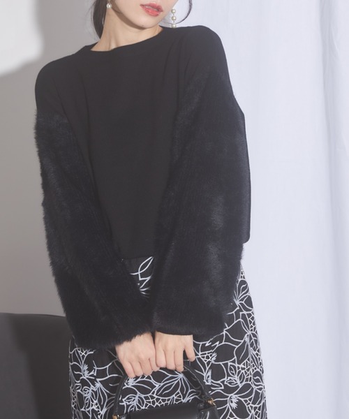 tocco closet(トッコ クローゼット)の「【ZOZO限定】スリーブファーニット(ニット/セーター・レディース・ベージュ/ブラウン/ライトグリーン/ブラック・M)」の16枚目の写真