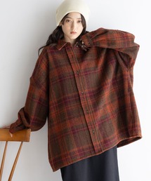 裏起毛ブークレオーバーチェックシャツアウター