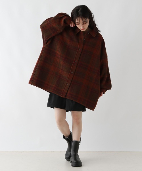 RAGEBLUE（レイジブルー）の「裏起毛ブークレオーバーチェックシャツアウター（シャツ/ブラウス・レディース・ライトグレー系/ブラック系/ブラウン系・FREE）」の14枚目の写真