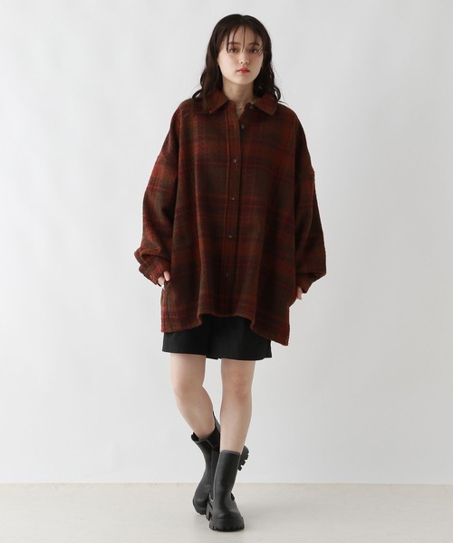 RAGEBLUE（レイジブルー）の「裏起毛ブークレオーバーチェックシャツアウター（シャツ/ブラウス・レディース・ライトグレー系/ブラック系/ブラウン系・FREE）」の15枚目の写真