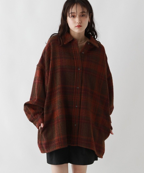 RAGEBLUE（レイジブルー）の「裏起毛ブークレオーバーチェックシャツアウター（シャツ/ブラウス・レディース・ライトグレー系/ブラック系/ブラウン系・FREE）」の16枚目の写真