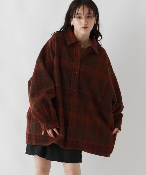 RAGEBLUE（レイジブルー）の「裏起毛ブークレオーバーチェックシャツアウター（シャツ/ブラウス・レディース・ライトグレー系/ブラック系/ブラウン系・FREE）」の17枚目の写真