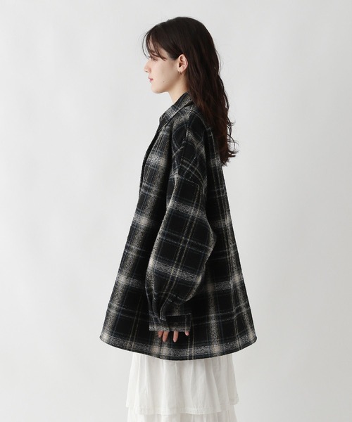 RAGEBLUE（レイジブルー）の「裏起毛ブークレオーバーチェックシャツアウター（シャツ/ブラウス・レディース・ライトグレー系/ブラック系/ブラウン系・FREE）」の18枚目の写真
