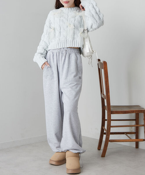 OLIVE des OLIVE（オリーブデオリーブ）の「チュールリボン付ニット（ニット/セーター・レディース・オフホワイト/サックスブルー/チャコールグレー・FREE）」の10枚目の写真