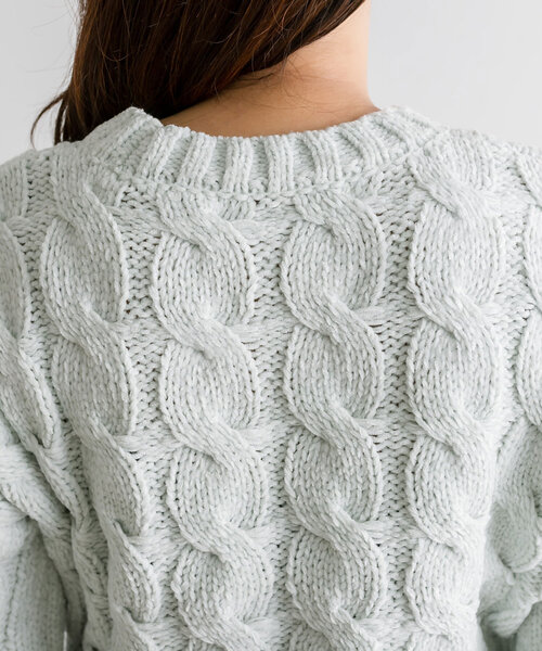 OLIVE des OLIVE（オリーブデオリーブ）の「チュールリボン付ニット（ニット/セーター・レディース・オフホワイト/サックスブルー/チャコールグレー・FREE）」の4枚目の写真