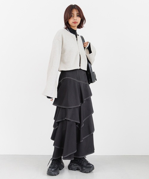 PAGEBOY(ページボーイ)の「ダブルZIPスウェットカーディガン(カーディガン/ボレロ・レディース・レモンイエロー/ブラック/オートミール・FREE)」の8枚目の写真