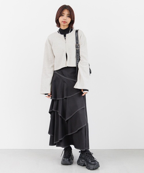 PAGEBOY(ページボーイ)の「ダブルZIPスウェットカーディガン(カーディガン/ボレロ・レディース・レモンイエロー/ブラック/オートミール・FREE)」の9枚目の写真