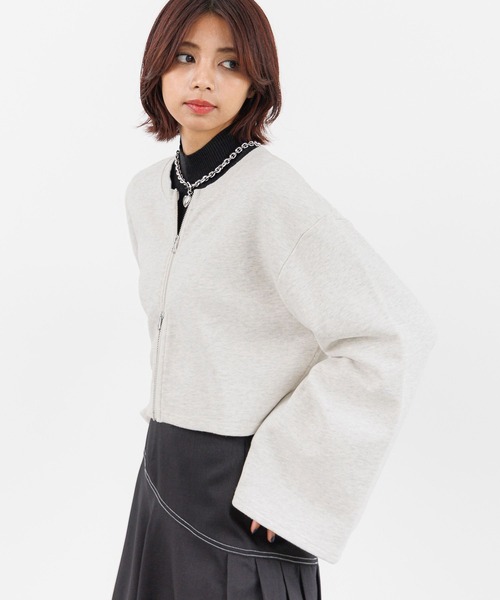 PAGEBOY(ページボーイ)の「ダブルZIPスウェットカーディガン(カーディガン/ボレロ・レディース・レモンイエロー/ブラック/オートミール・FREE)」の11枚目の写真