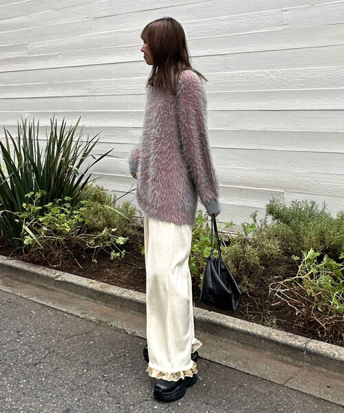 CIAOPANIC（チャオパニック）の「カラーシャギーラグランニット（ニット/セーター・レディース・ネイビー/アイボリー/ブルー/グレー/レッド/グリーン・ONE SIZE）」の7枚目の写真