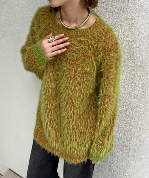 CIAOPANIC（チャオパニック）の「カラーシャギーラグランニット（ニット/セーター・レディース・ネイビー/アイボリー/ブルー/グレー/レッド/グリーン・ONE SIZE）」の9枚目の写真