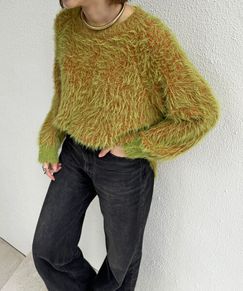 CIAOPANIC（チャオパニック）の「カラーシャギーラグランニット（ニット/セーター・レディース・ネイビー/アイボリー/ブルー/グレー/レッド/グリーン・ONE SIZE）」の10枚目の写真