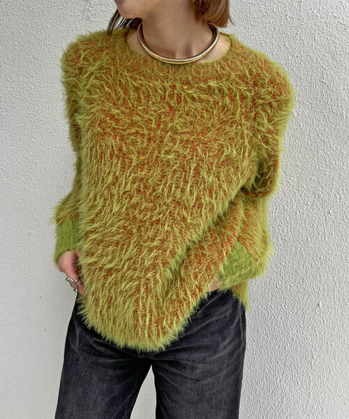 CIAOPANIC（チャオパニック）の「カラーシャギーラグランニット（ニット/セーター・レディース・ネイビー/アイボリー/ブルー/グレー/レッド/グリーン・ONE SIZE）」の11枚目の写真