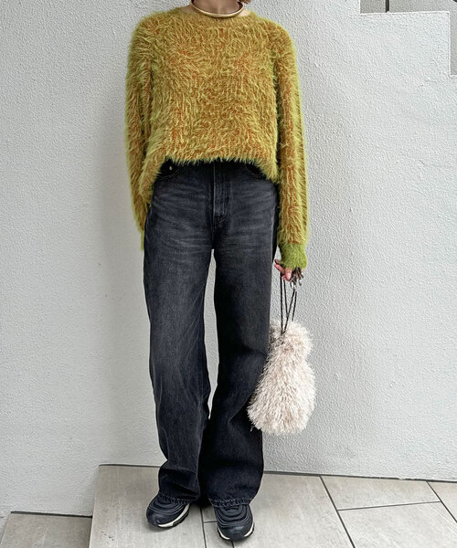 CIAOPANIC（チャオパニック）の「カラーシャギーラグランニット（ニット/セーター・レディース・ネイビー/アイボリー/ブルー/グレー/レッド/グリーン・ONE SIZE）」の13枚目の写真