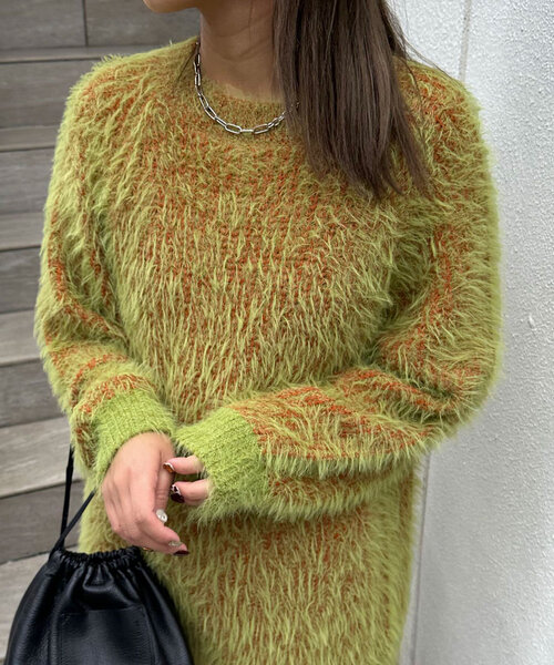 CIAOPANIC（チャオパニック）の「カラーシャギーラグランニット（ニット/セーター・レディース・ネイビー/アイボリー/ブルー/グレー/レッド/グリーン・ONE SIZE）」の14枚目の写真