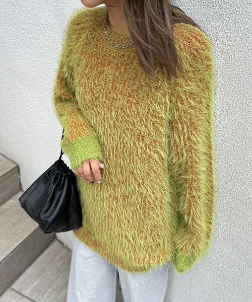 CIAOPANIC（チャオパニック）の「カラーシャギーラグランニット（ニット/セーター・レディース・ネイビー/アイボリー/ブルー/グレー/レッド/グリーン・ONE SIZE）」の15枚目の写真