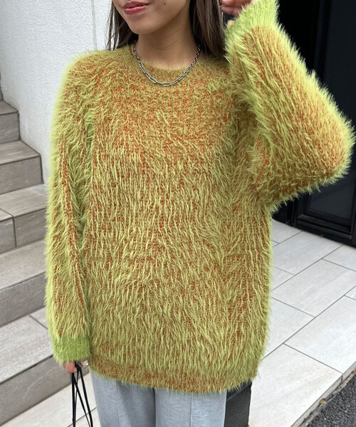 CIAOPANIC（チャオパニック）の「カラーシャギーラグランニット（ニット/セーター・レディース・ネイビー/アイボリー/ブルー/グレー/レッド/グリーン・ONE SIZE）」の16枚目の写真