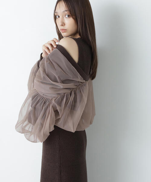 NATURAL BEAUTY BASIC（ナチュラルビューティーベーシック）の「◇チュールカーデ＆ニットワンピセット（ワンピース・レディース・グレー系その他/ホワイト系その他・MEDIUM/P/S）」の18枚目の写真