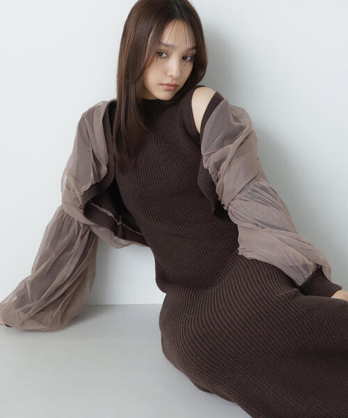 NATURAL BEAUTY BASIC（ナチュラルビューティーベーシック）の「◇チュールカーデ＆ニットワンピセット（ワンピース・レディース・グレー系その他/ホワイト系その他・MEDIUM/P/S）」の20枚目の写真