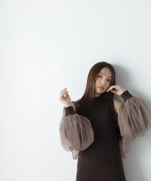 NATURAL BEAUTY BASIC（ナチュラルビューティーベーシック）の「◇チュールカーデ＆ニットワンピセット（ワンピース・レディース・グレー系その他/ホワイト系その他・MEDIUM/P/S）」の21枚目の写真