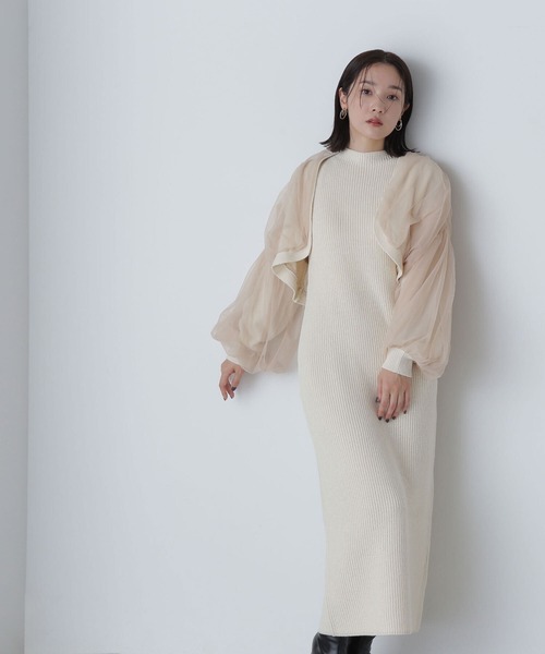 【セール】◇チュールカーデ＆ニットワンピセット（ワンピース）｜NATURAL BEAUTY BASIC（ナチュラルビューティーベーシック）