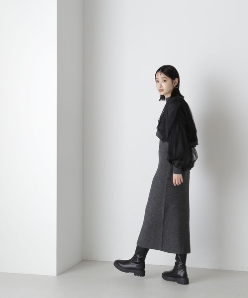 NATURAL BEAUTY BASIC（ナチュラルビューティーベーシック）の「◇チュールカーデ＆ニットワンピセット（ワンピース・レディース・グレー系その他/ホワイト系その他・MEDIUM/P/S）」の11枚目の写真