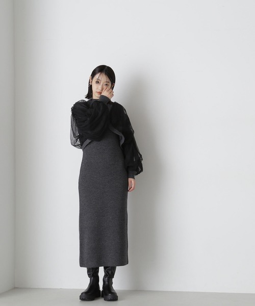 NATURAL BEAUTY BASIC（ナチュラルビューティーベーシック）の「◇チュールカーデ＆ニットワンピセット（ワンピース・レディース・グレー系その他/ホワイト系その他・MEDIUM/P/S）」の13枚目の写真
