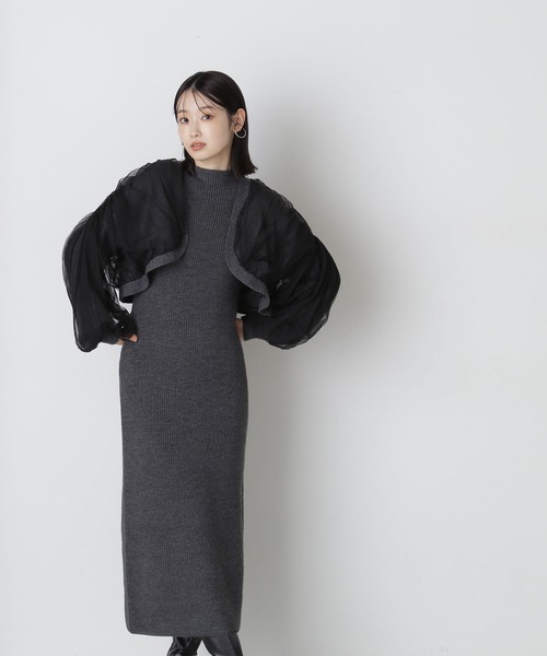 NATURAL BEAUTY BASIC（ナチュラルビューティーベーシック）の「◇チュールカーデ＆ニットワンピセット（ワンピース・レディース・グレー系その他/ホワイト系その他・MEDIUM/P/S）」の14枚目の写真