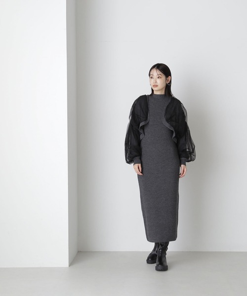 NATURAL BEAUTY BASIC（ナチュラルビューティーベーシック）の「◇チュールカーデ＆ニットワンピセット（ワンピース・レディース・グレー系その他/ホワイト系その他・MEDIUM/P/S）」の15枚目の写真