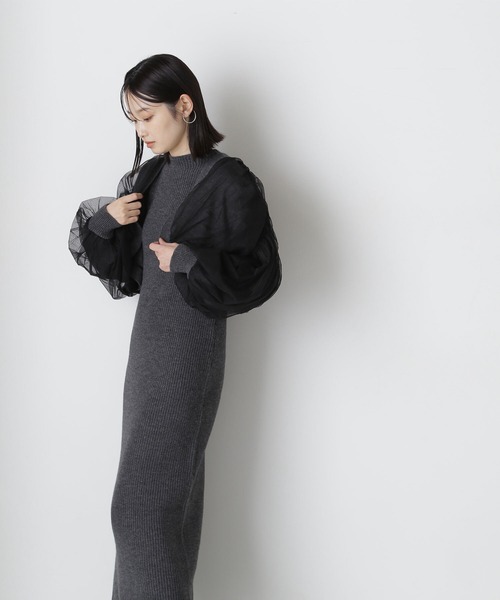 NATURAL BEAUTY BASIC（ナチュラルビューティーベーシック）の「◇チュールカーデ＆ニットワンピセット（ワンピース・レディース・グレー系その他/ホワイト系その他・MEDIUM/P/S）」の16枚目の写真