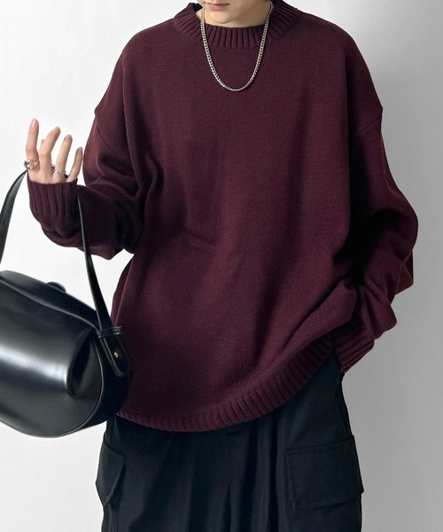 セール】AW ルーズシルエット 畦編みアクリルニット / ソフトコットン