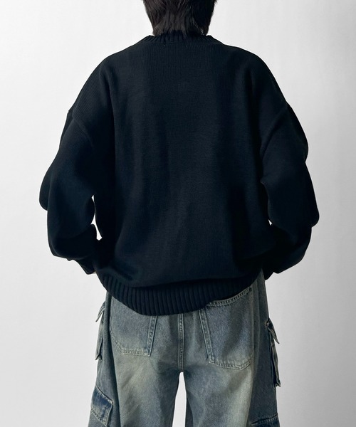 セール】AW ルーズシルエット 畦編みアクリルニット / ソフトコットン