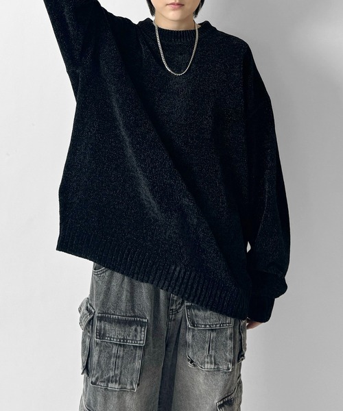 Confirm(コンファーム)の「AW ルーズシルエット 畦編みアクリルニット / ソフトコットンタッチモールニット マルチスタイリング クルーネックプルオーバー ベーシックニット ユニセックス【Confirm】(ニット/セーター・メンズ・ブラック/サックスブルー/ブラック系その他2/ブルー系その他2/ワイン/ブルー/イエロー系その他2/ホワイト系その他2/ベージュ系その他2/オレンジ系その他2/ホワイト/ミント・M/L/S)」の22枚目の写真