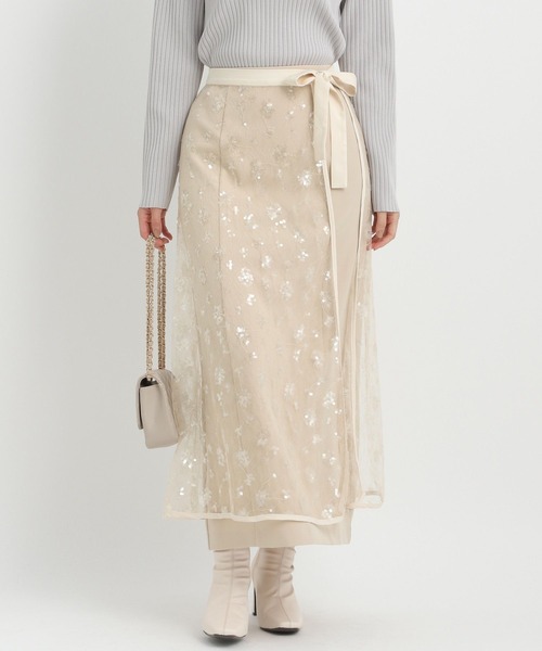 Andemiu（アンデミュウ）の「2WAYレースIラインスカート202550（スカート・レディース・ベージュ/ブラック・SMALL/MEDIUM）」の13枚目の写真